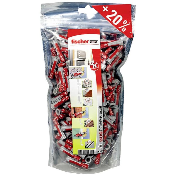 Fischer 536382 DUOPOWER 6 BigPack Plugg 30 mm 6 mm 240 st