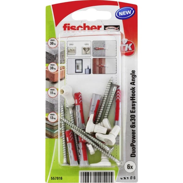 Fischer DuoPower 6x30 EasyHook Angle K (6) Pluggsortiment 557916 1 set
