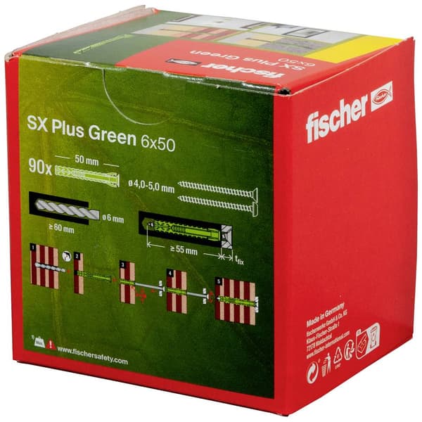 Fischer 567808 SX Plus Green Expansionsplugg 50 mm 6 mm 90 st