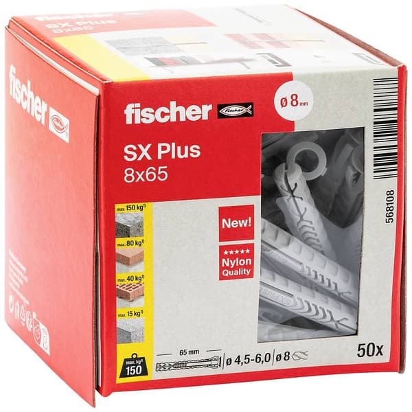 Fischer 568108 SX Plus Expansionsplugg 65 mm 8 mm 50 st