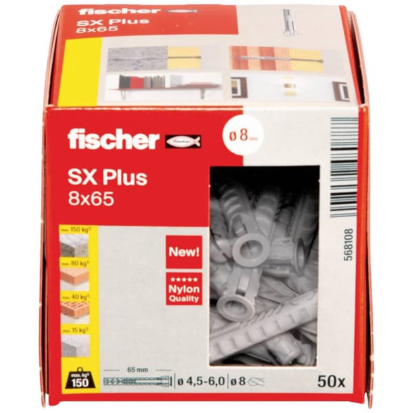 Fischer 568108 SX Plus Expansionsplugg 65 mm 8 mm 50 st