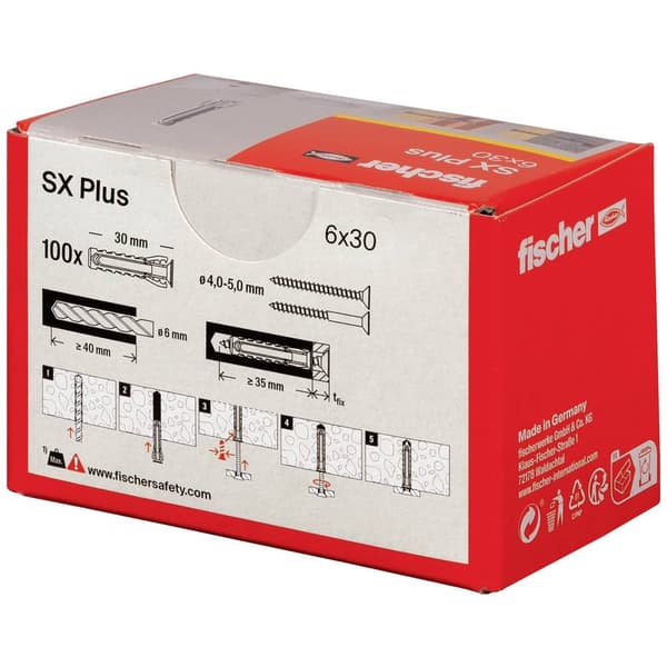 Fischer 568006 SX Plus Expansionsplugg 30 mm 6 mm 100 st