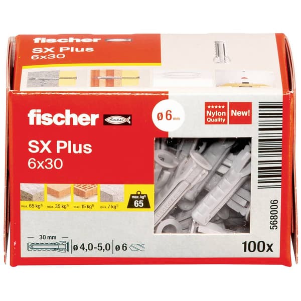 Fischer 568006 SX Plus Expansionsplugg 30 mm 6 mm 100 st