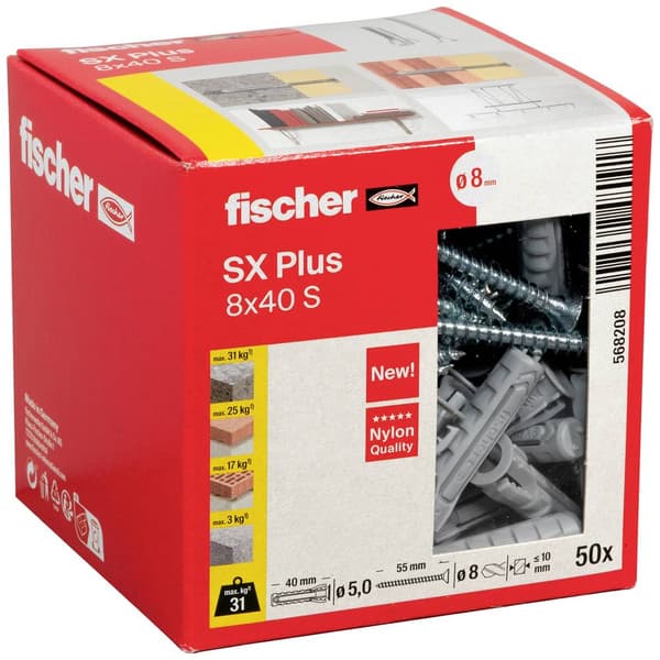 Fischer 568208 SX Plus Expansionsplugg 40 mm 8 mm 50 st