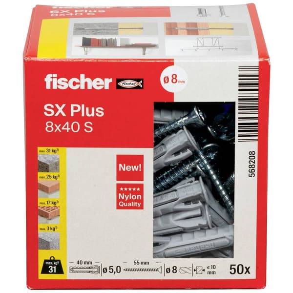 Fischer 568208 SX Plus Expansionsplugg 40 mm 8 mm 50 st