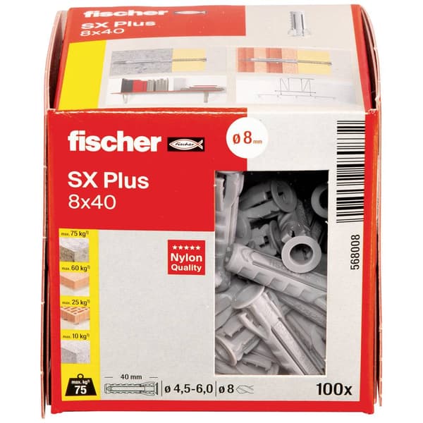 Fischer 568008 SX Plus Expansionsplugg 40 mm 8 mm 100 st