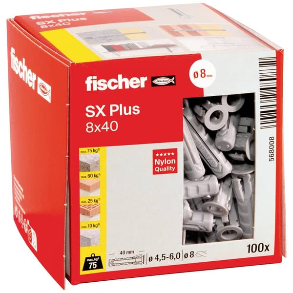 Fischer 568008 SX Plus Expansionsplugg 40 mm 8 mm 100 st