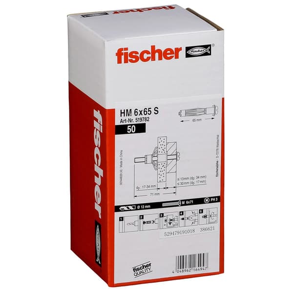 Fischer Group Metal Cavity Fixing Hm 6x65 S 50 Units Grå