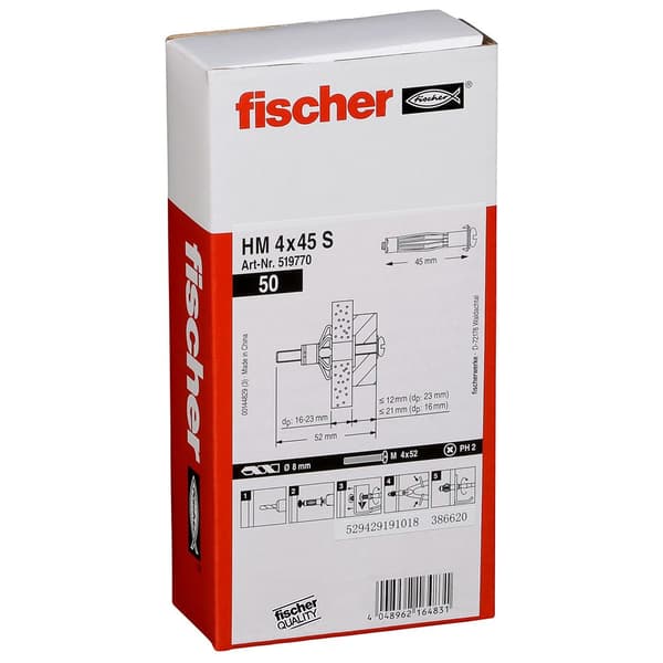 Fischer Group Metal Cavity Fixing Hm 4x45 S 50 Units Grå