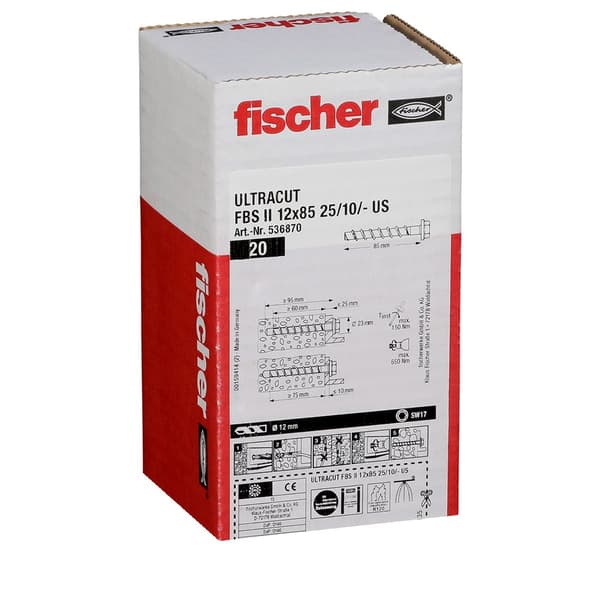 Fischer Group Ultracut Fbs Ii 12x85 25/10/- Us 20 Units Grå