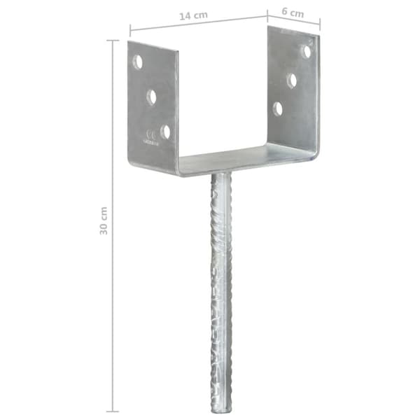 hegnspløkker 6 stk. 14x6x30 cm galvaniseret stål sølvfarvet