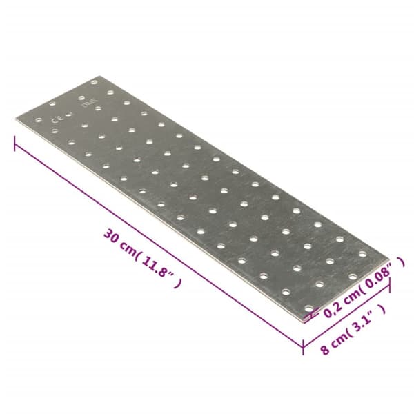 Reikälevyt 40 kpl 2 mm 300x80 mm galvanoitu teräs