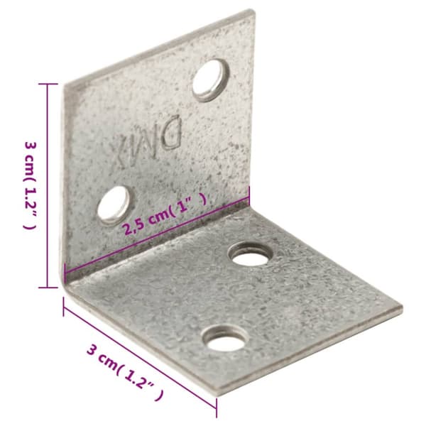 Kulmareikälevyt 150 kpl 2 mm 30x25x30 mm galvanoitu teräs