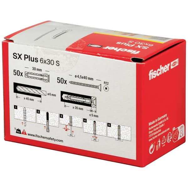 Fischer 568206 SX Plus Expansionsplugg 30 mm 6 mm 50 st