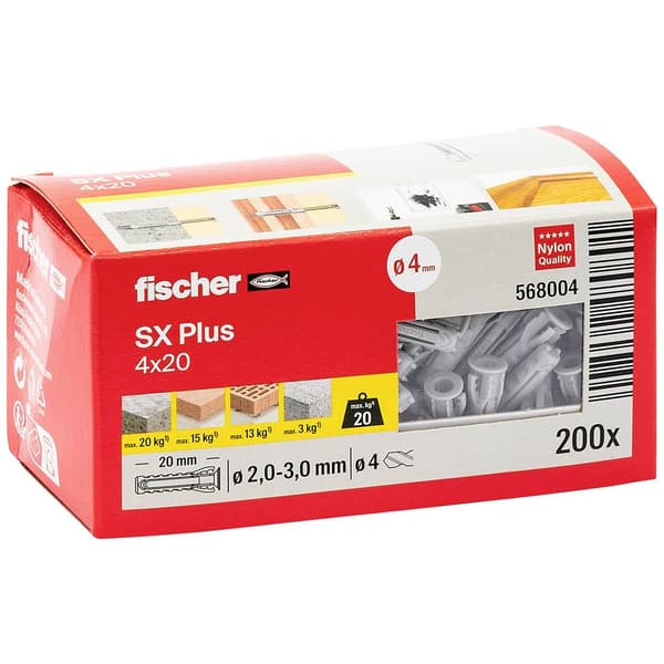 Fischer 568004 SX Plus Expansionsplugg 20 mm 4 mm 200 st