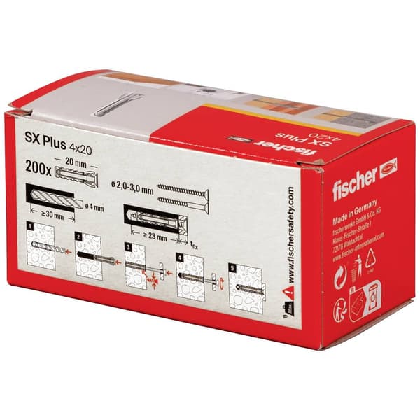 Fischer 568004 SX Plus Expansionsplugg 20 mm 4 mm 200 st