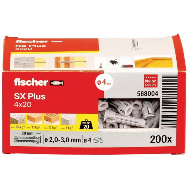 Fischer 568004 SX Plus Expansionsplugg 20 mm 4 mm 200 st