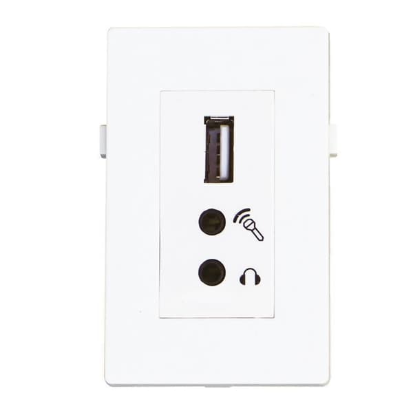 Garbot USB 2.0 + 2x Mini Jack Hvid 20cm Modul, BN4900-USB A+2XJ Hvid
