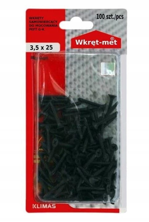 Selvborende skrue til gipsplader til metal 3,5x25mm 100 stk.
