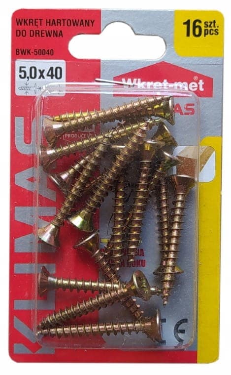 Hærdede træskruer 5x40mm 16 stk. PZ2 guld