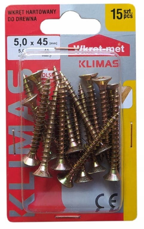 Hærdede træskruer 5x45mm 15 stk. PZ2 guld