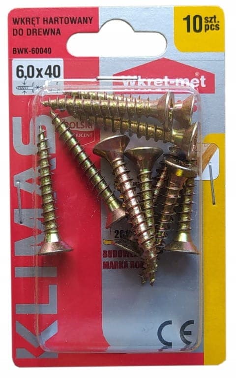 Hærdede træskruer 6x40mm 10 stk. PZ3 guld