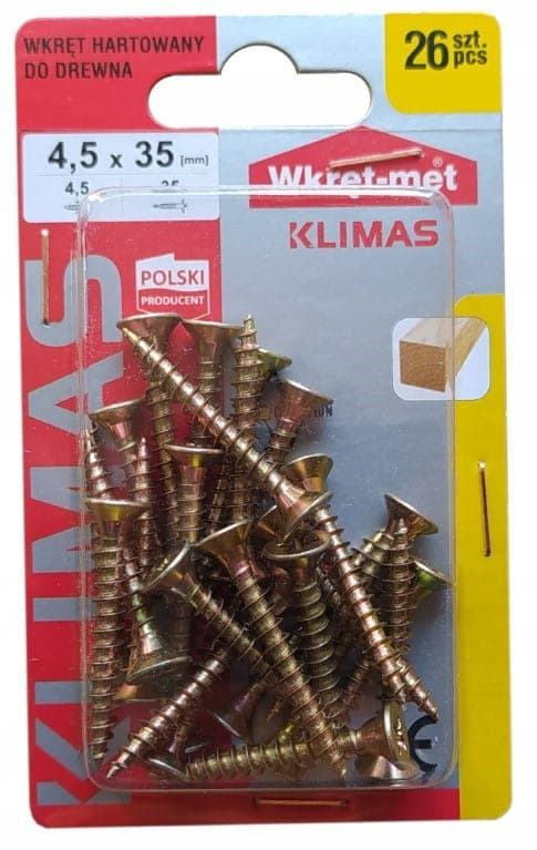 Hærdede træskruer 4,5x35mm 26 stk. PZ2 guld