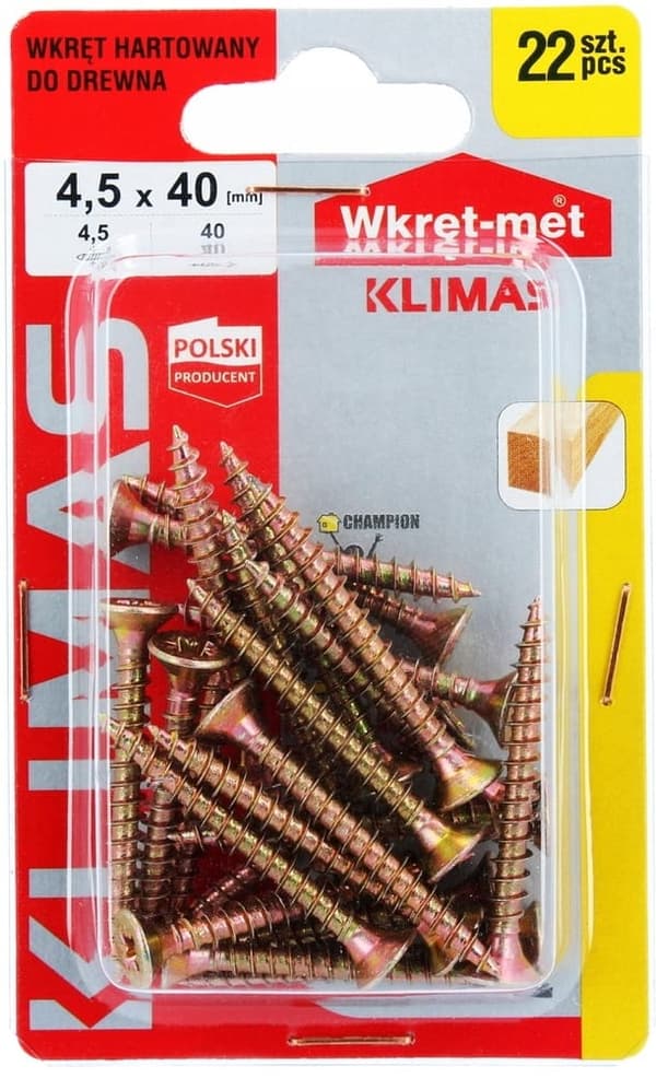 Karkaistut puuruuvit 4,5x40mm 22 kpl PZ2 kulta
