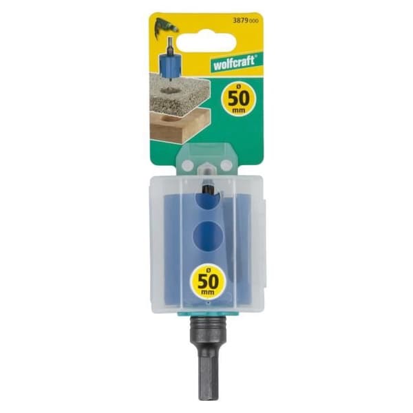 Multi-Material Hålsåg - Wolfcraft - 3879000 - Ø 50 mm - Skärdjup 60 mm - Inkluderar axel och borrkrona