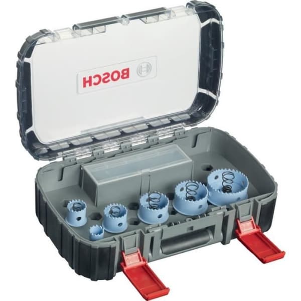 Låda med 9 plåtsågar för rörmokare / plattsättare 20,25,32,38,51,64 mm