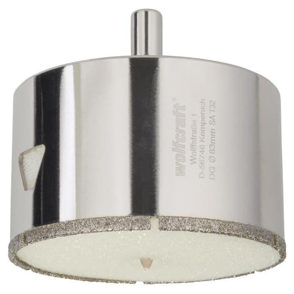Diamantborr för kakel - wolfcraft - Diameter 83 mm - Skärdjup 45 mm, med centreringsborr - 5933000