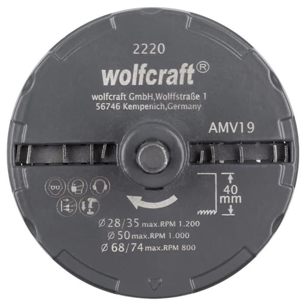 Flerbladig hålsåg - wolfcraft - Diameter 28-74 mm - Skärdjup 40 mm - Borr 6 mm