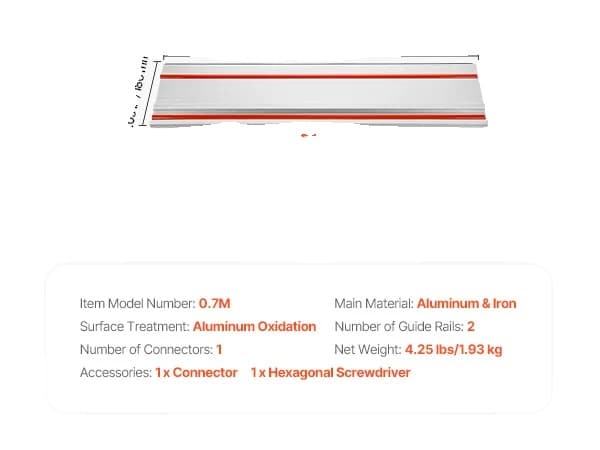 Føringsskinne til sporbåndsav, 2 føringsskinner, 1 forbindelse,2 PC'er 1 Connector