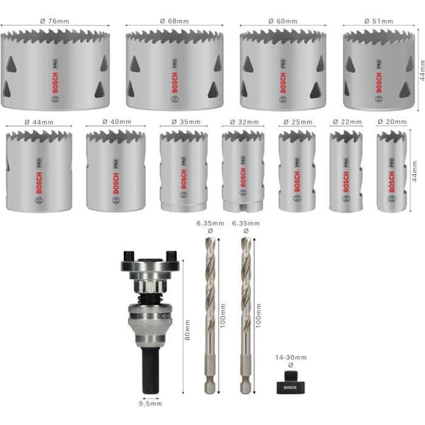 Bosch PRO Set med 15 multisågklingor för mjukt trä, gips, diameter 20-76 mm