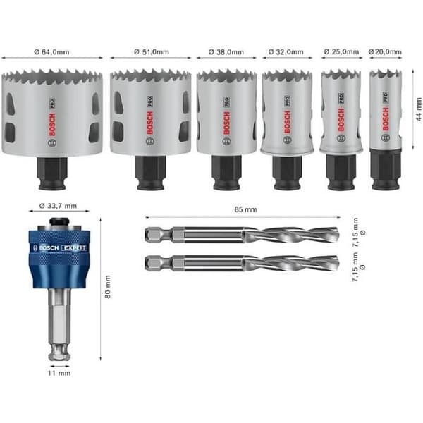 Bosch Set med 9 hålsågar Pro Multi Material Power Change Plus
