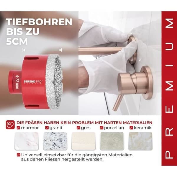 Scie Cloche Diamant av Hög Kvalitet 72mm Set - STREND PRO