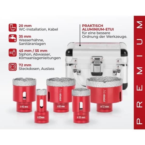 Scie Cloche Diamant av Hög Kvalitet 72mm Set - STREND PRO