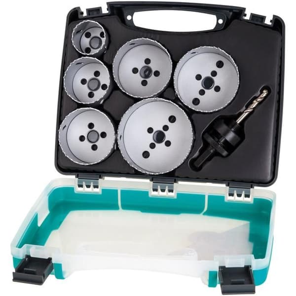 Box med BiM "Electricity" hålsågar - wolfcraft - Diameter 40, 54, 65, 68, 74, 86 mm - Skärdjup 40 mm - 5423000