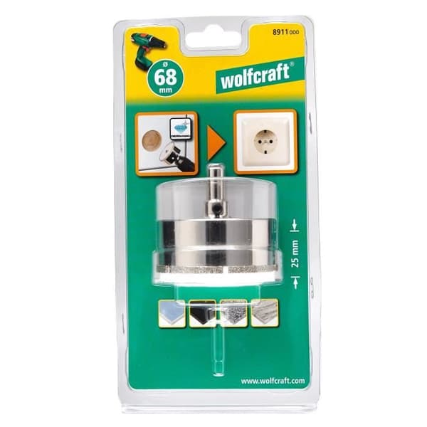 Diamantkärna bit P25 - WOLFCRAFT - Keramik 68 mm - Diamanthålsåg