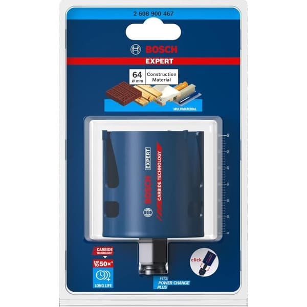 Borrkrona - Bosch - EXPERT Byggmaterial - Ø 64 mm - Hållbarhet 50x - För hårda material