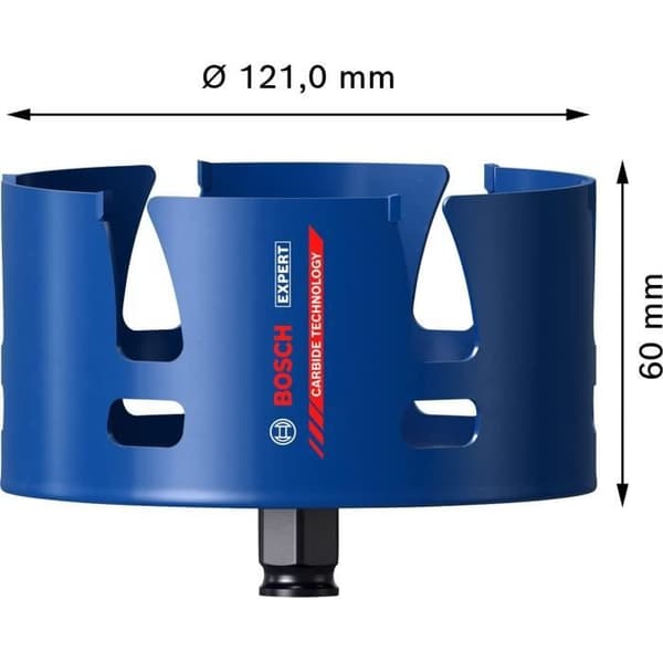 Scie trépan - Bosch - EXPERT Byggmaterial - Ø 121 mm - Hållbarhet 50x - Djup 60 mm