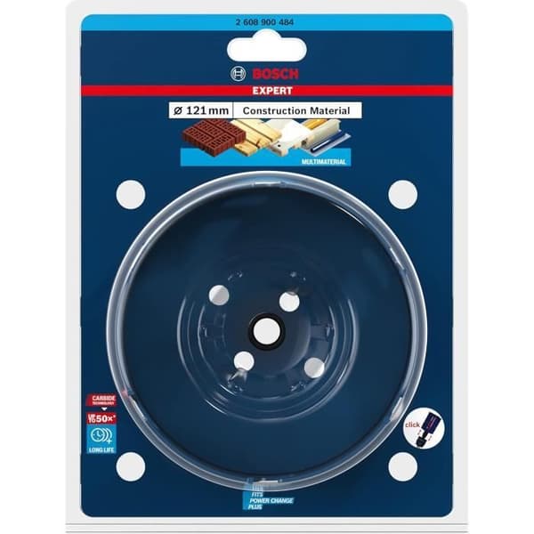 Scie trépan - Bosch - EXPERT Byggmaterial - Ø 121 mm - Hållbarhet 50x - Djup 60 mm