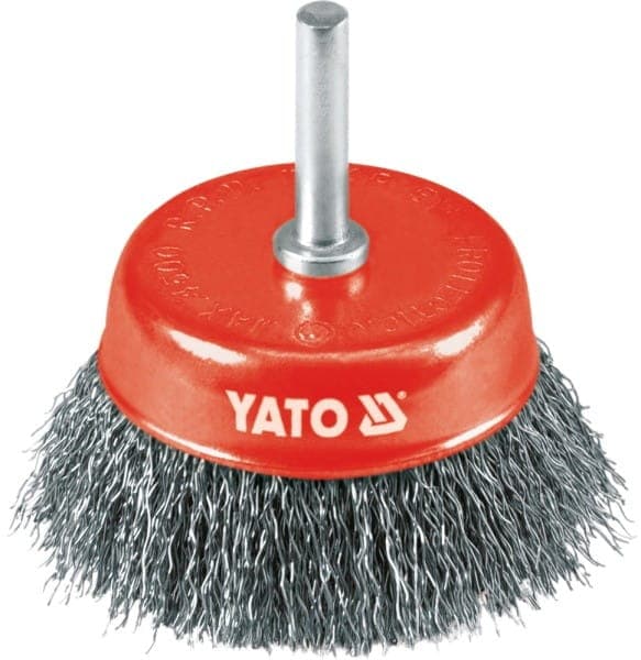 YATO MANCHETTBORSTE 75 mm, MED SKAFT, KORRUGERAD TRÅD - INOX 4751