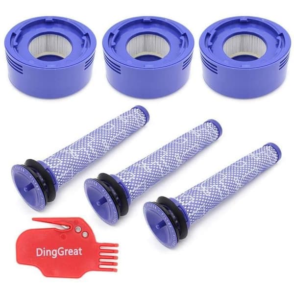 H DingGreat 3 förfilter och 3 postmotor HEPA-filter för Dyson V7 V8 dammsugare, ersättningsförfilter del 965661-01, efter-
