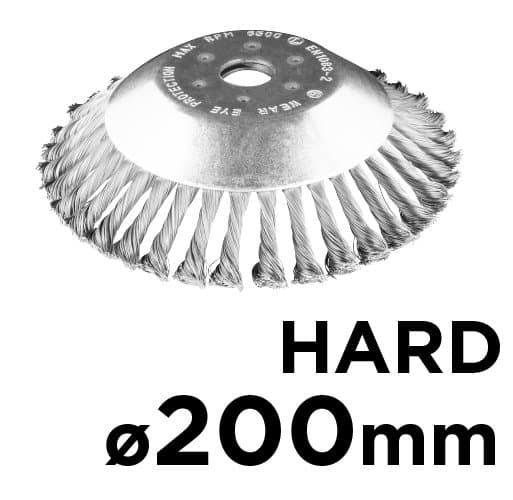 Stålborste för röjsåg 200 x 25,4 mm, hårda, trassliga trådar