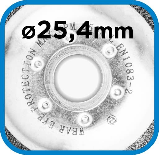 Stålbørste til buskrydder 150 x 25,4 mm, bløde, bølgede tråde