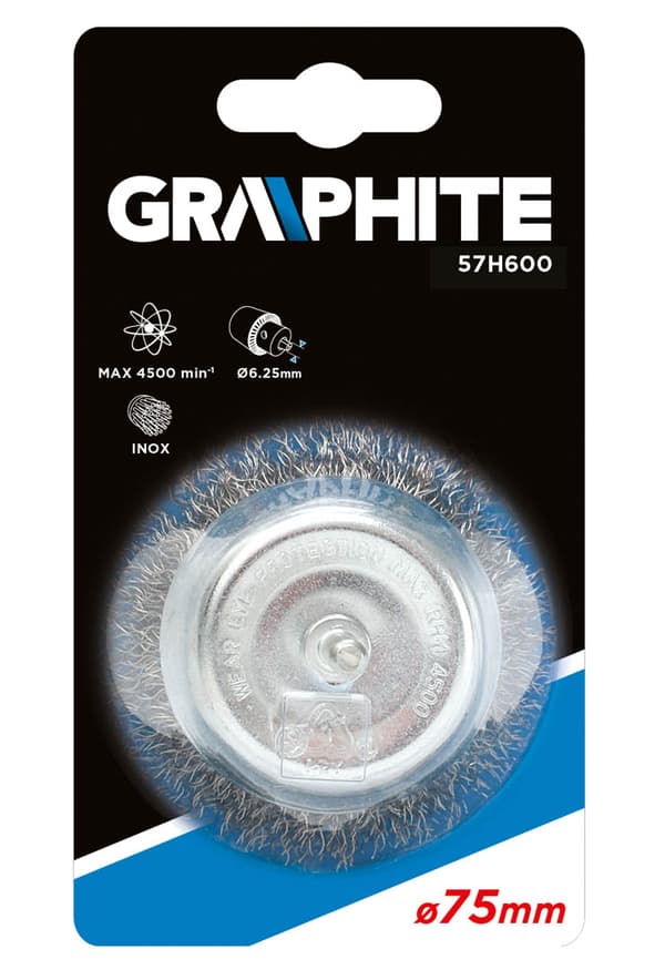 Trådkopbørste med 75 mm skaft, INOX