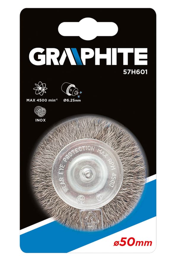 Trådskivebørste med 50 mm skaft, INOX