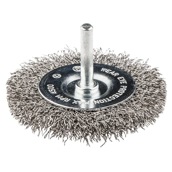Trådskivebørste med 75 mm skaft, INOX