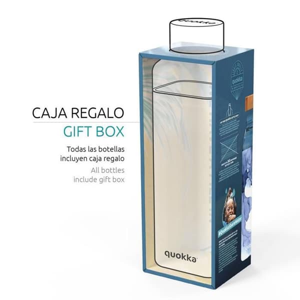 Glasflaska - Quokka - Fyrkantig modell - Silikonfodral - 700 ML - Teal